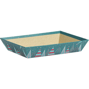 Tray cardboard rectangular MERRY CHRISTMAS blue/red/gold...