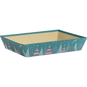 Tray cardboard rectangular MERRY CHRISTMAS blue/red/gold...