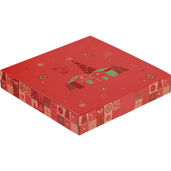 Coffret carton Calendrier de l'Avent MOSAIQUE FESTIVE/rouge 24 cases fenêtres prédécoupées-Les Bonnes Affaires 2026