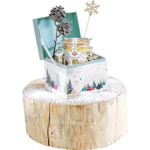 Box cardboard rectangular SNOWY COUNTRY gold/ white satin... 2