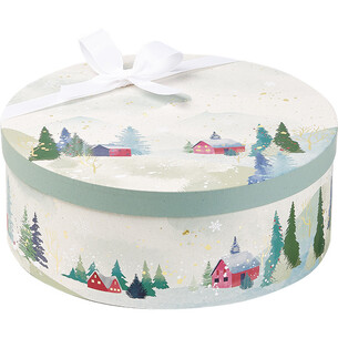 Coffret carton rond CAMPAGNE ENNEIGEE/dorure à chaud