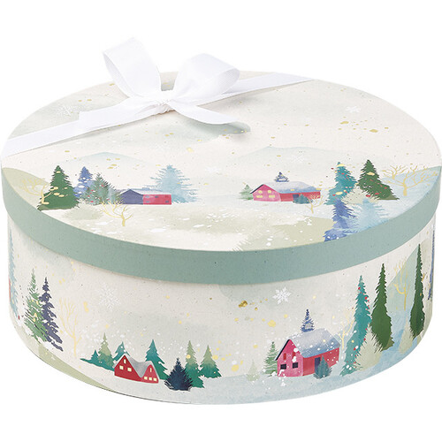 Coffret carton rond CAMPAGNE ENNEIGEE/dorure à chaud