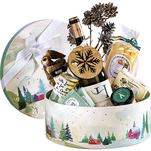Box cardboard round SNOWY COUNTRY gold hot foil stamping 2