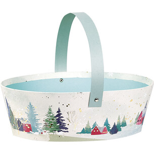 Basket cardboard oval SNOWY COUNTRY gold hot foil...