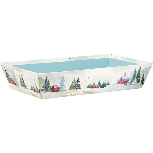 Corbeille carton rectangle CAMPAGNE ENNEIGEE/dorure à chaud