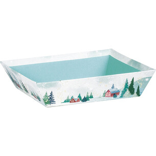 Tray cardboard square SNOWY COUNTRY gold hot foil stamping