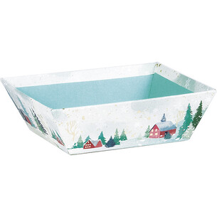Tray cardboard square SNOWY COUNTRY gold hot foil stamping