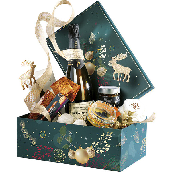 Coffret carton rectangle NATURE ENCHANTEE vert/dorure à chaud or-Les Bonnes Affaires 2026