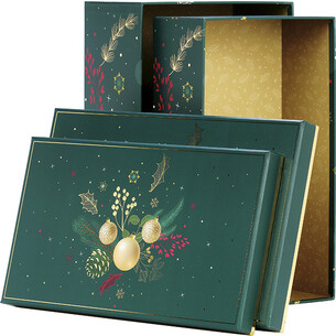 Box cardboard rectangular ENCHANTED NATURE green/gold hot... 2
