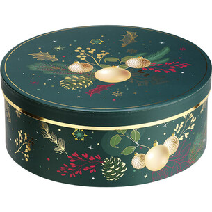 Box cardboard round ENCHANTED NATURE green/gold hot foil...
