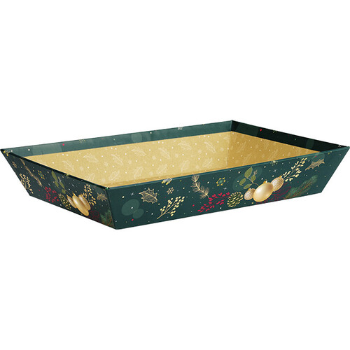 Tray cardboard rectangular ENCHANTED NATURE green/gold hot foil stamping