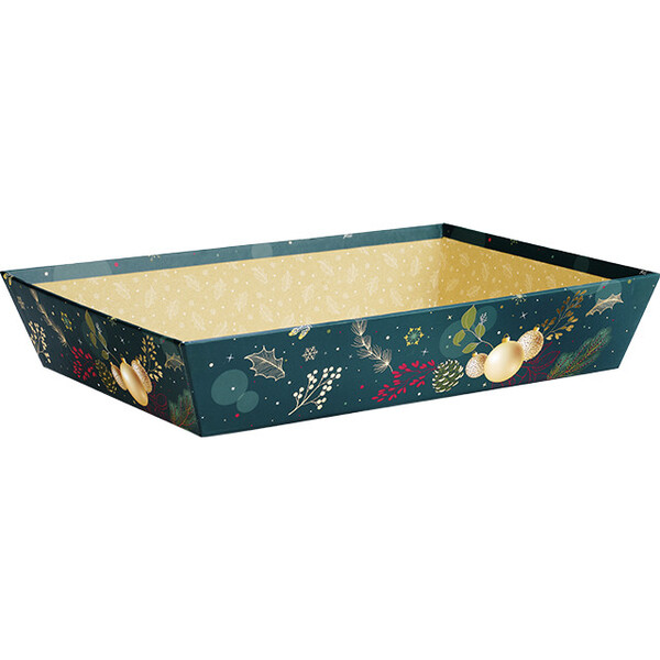 Tray cardboard rectangular ENCHANTED NATURE green/gold hot foil stamping