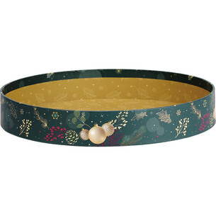 Tray cardboard round ENCHANTED NATURE green/gold hot foil...
