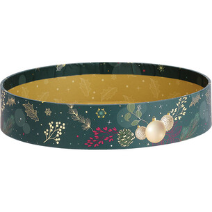 Tray cardboard round ENCHANTED NATURE green/gold hot foil...