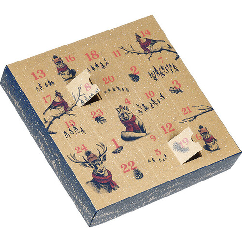Coffret carton carré Calendrier de l'Avent RENCONTRES INSOLITES 24 cases fenêtres prédécoupées