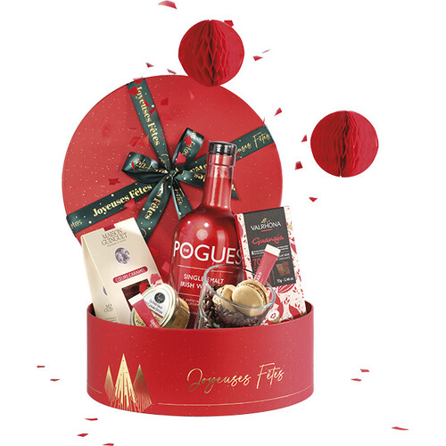Box cardboard round CHRISTMAS PRESTIGE red/...