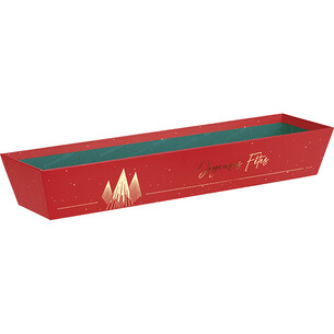 Corbeille carton rectangle NOEL PRESTIGE rouge/dorure à...