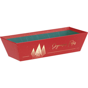 Corbeille carton rectangle NOEL PRESTIGE rouge/dorure à...