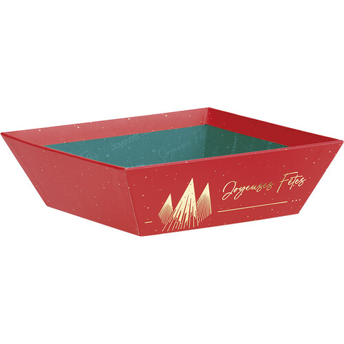 Tray cardboard square  CHRISTMAS PRESTIGE red/ gold hot foil stamping