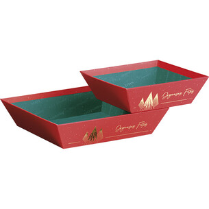 Corbeille carton carrée NOEL PRESTIGE rouge/dorure à... 2