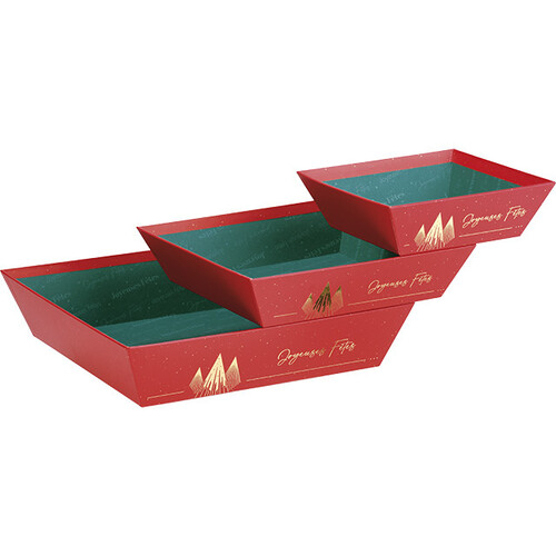 Tray cardboard square  CHRISTMAS PRESTIGE red/...