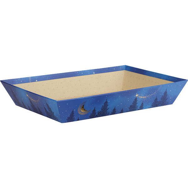 Corbeille carton rectangle NUIT ETOILEE bleu/dorure à chaud or