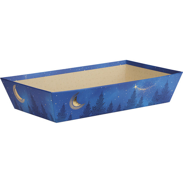 Tray cardboard rectangular STARRY NIGHT blue/ gold hot foil stamping