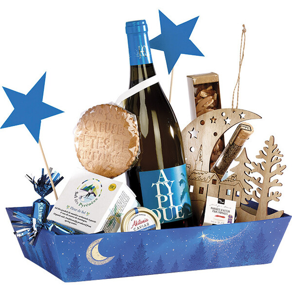 Tray cardboard rectangular STARRY NIGHT blue/ gold hot foil stamping