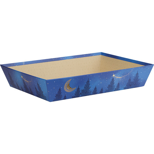 Corbeille carton rectangle NUIT ETOILEE bleu/dorure à chaud or
