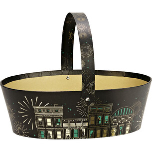 Basket cardboard oval FESTIVE CITIES black/gold hot foil...
