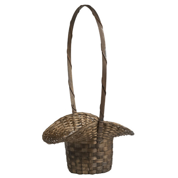 Basket bamboo brown fixed handle