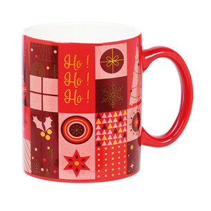 Mug ceramic CHRISTMAS MOSAIC red