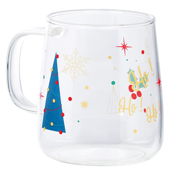 Mug glass CHRISTMAS MOSAIC red/green