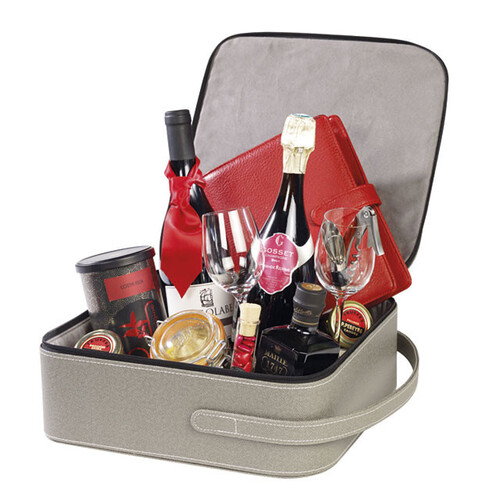 Suitcase  imitation leather grey imitation leather handle grey zipper