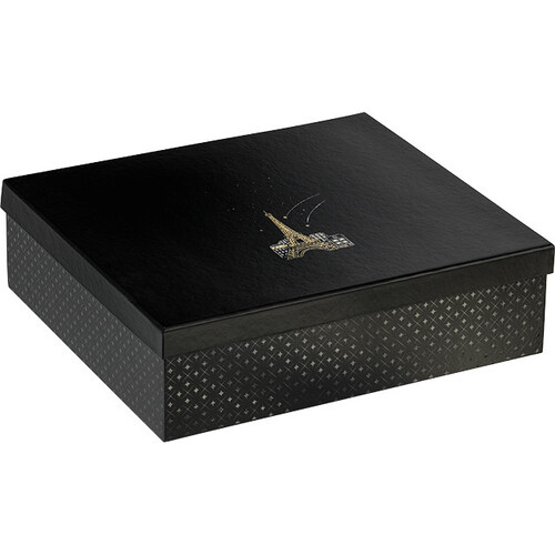 Caja cartón rectangular negro/impresión UV/París POP-UP/estampación en caliente dorado
