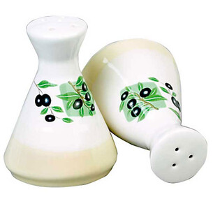 Duo sel/poivre céramique décor olives-Les Bonnes Affaires...