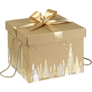 Box cardboard square kraft Christmas trees gold/white... 2