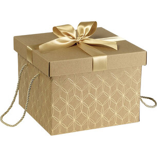 Box cardboard square kraft gold geomitrical circle gold...