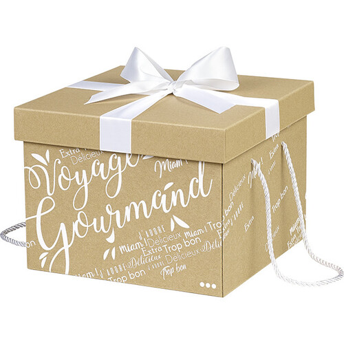 Box cardboard square kraft VOYAGE GOURMAND...