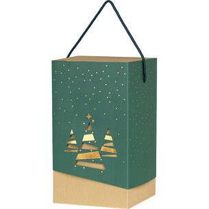 Caja cartón funda FELIZ NAVIDAD verde/estampación en...