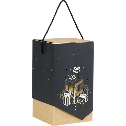 Box cardboard sleeve CHRISTMAS PRESENTS black/gold hot foil stamping delivered flat