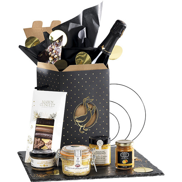 Caja cartón funda PATO negro/estampación en caliente dorado