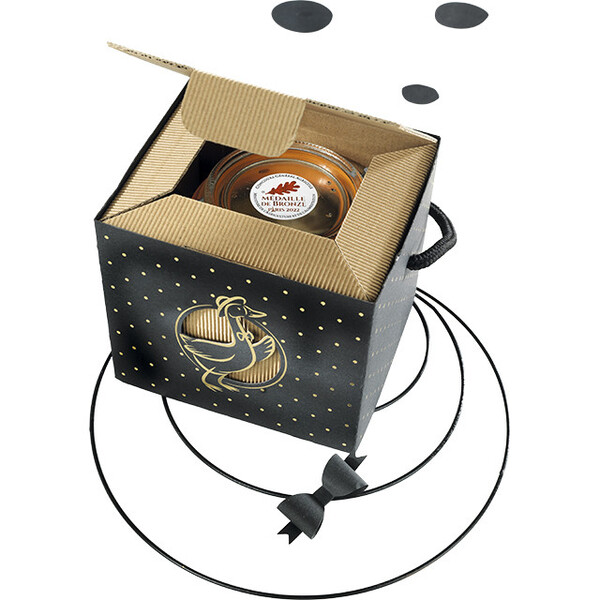 Caja cartón funda PATO negro/estampación en caliente dorado