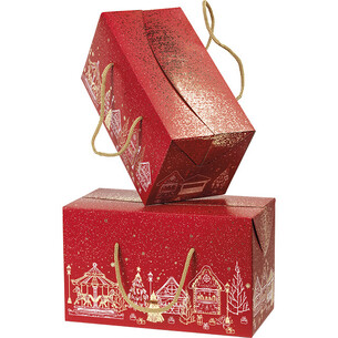 Caja cartón rectangular FELIZ NAVIDAD rojo/estampación en... 2