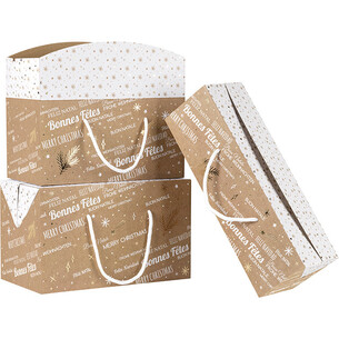 Coffret carton rectangle BONNES FÊTES kraft/blanc/dorure... 2