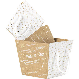 Tray cardboard square MERRY CHRISTMAS kraft/white/gold... 2
