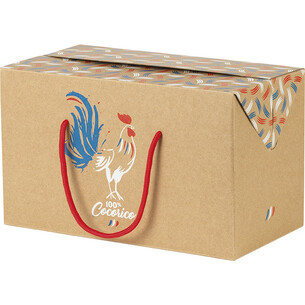 Box cardboard kraft rectangular 100% COCORICO red cord...