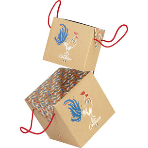 Box cardboard kraft square 100% COCORICO red cord side... 2
