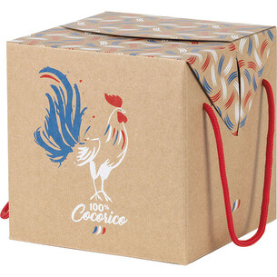 Caja cartón cuadrada kraft 100% COCORICO rojo cordones...