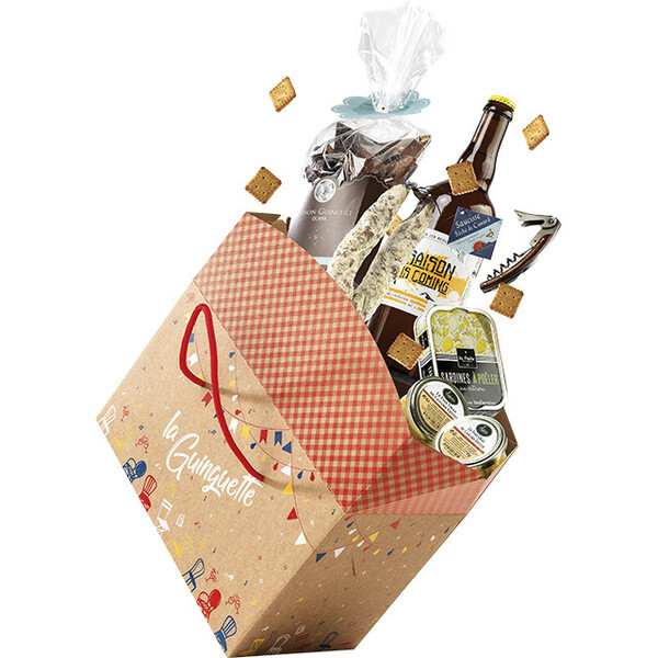 Coffret carton kraft rectangle LA GUINGUETTE cordelettes rouges fermetures latérales-Les Bonnes Affaires 2026